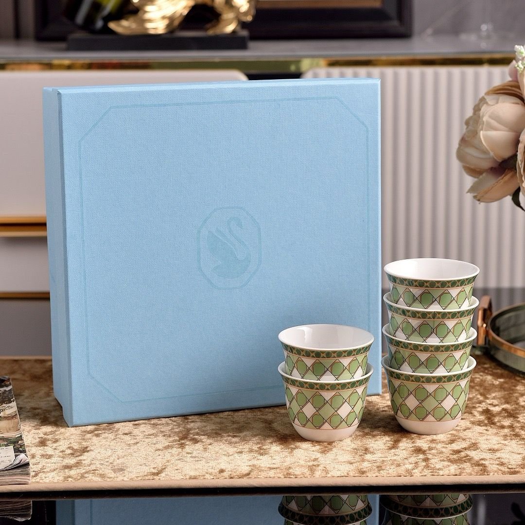 Swarovski Arabic coffee ghawa set of six cups - Swarovski Arabic Coffee | Aleppo Gift UAE